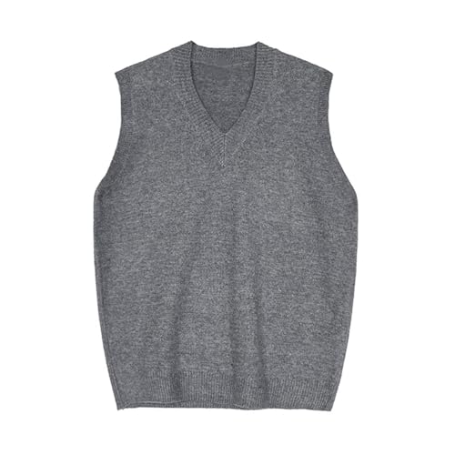 Men's Sleeveless Sweater Vest Solid Color Relaxed Fit V Neck Knitted Pullover Sweater2