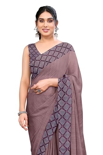Image of MIRCHI FASHION Women Saree Ethnic Motif Print Chiffon | Breathable Lightweight Plain Weave Sari for Office and Daily Use (Available in 20 Designs)