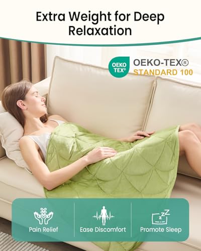 immtree Weighted Lap Blanket 5lbs for Adults, Small Weighted Blanket for Travel, Calming, Relaxing, Sleeping and Napping, All-Season Weighted Lap Pad, Machine Washable,Light Green 30"x40" - Image 3