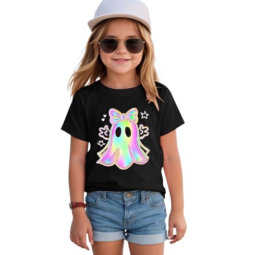 Girls Halloween Shirt Ghost Short Sleeve Tees - image 5