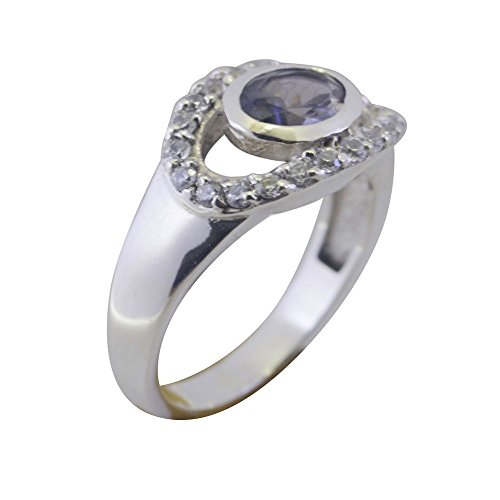 Bague en iolite ovale et argent halo le cadeau de fiançailles idéal