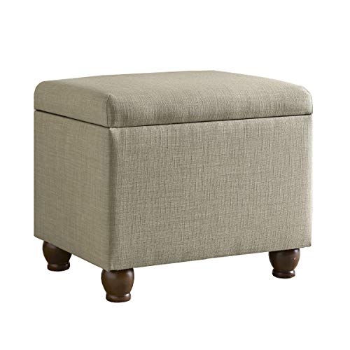 Image of HomePop 22 inch Medium Rectangular Storage Ottoman - Tan Linen