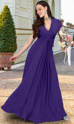 Image of KOH KOH Womens Long Flowy Cap Sleeve Empire Waist Cocktail Maxi Dress Gown