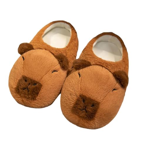Zureto Capybara Slippers, Cute Capybara Fuzzy Slip On Indoor Winter Animal Slippers, Plush Capybara Shoes for Women