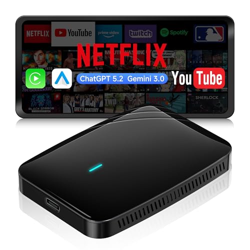 ATOTOSELECT Wireless CarPlay Adapter Magic AI Box with Dual-WiFi Stability Wireless CarPlay Box Compatible with Wired Factory CarPlay & Android Auto Support for YouTube/Netflix