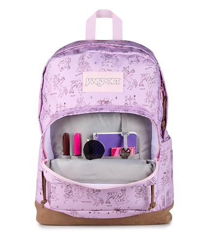 Image of JanSport Right Pack Backpack - Durable Daypack with Padded 15 inch Laptop Sleeve, Spacious Main Compartment & Integrated Water Bottle Pocket - Horoscope Horizons Pink Ice /Mahogany Haze