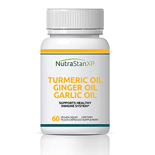 NutrastanXP Turmeric Oil Ginger Oil Garlic Oil Capsule, Faster Absorption Than Extract, Immunity Boosters, Heart Health Supplement for Adults Men & Women â€“ 60 Liquid Filled Vegan Capsules