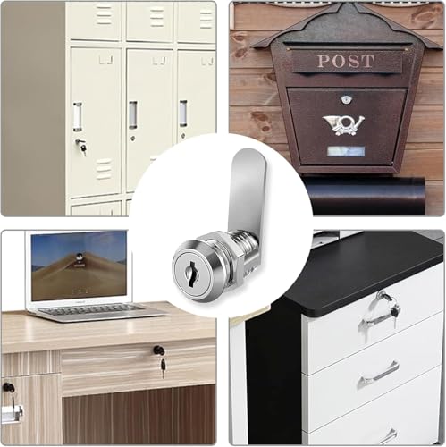 Briefkastenschloss, Kommt mit 6 Schlüssel und 6 Verschiedene Schlossplatten, Durchmesser 16mm Drawer Lock, Hebelschloss für Briefkästen, für Schranktüren,Cupboard, Schranktüren,Briefkastenschloss