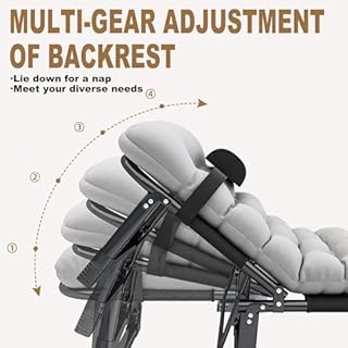 Portable Folding Camping Cot, Adjustable 4-Position Adults Reclining Folding Camping Cot Sleeping Bed Cots for Office Pool Beach Patio Camping Lawn Outside (Gray)