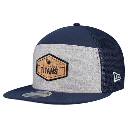 New Era Men's Gray/Navy Tennessee Titans Cork Split Panel 9FIFTY Trucker Snapback Hat