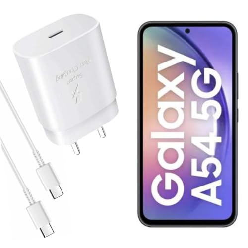 Image of MAK 25W Charger for Samsung Galaxy A54 5G Type C Charger Adapter Compatible with Galaxy A54 5G Charger, 25 Watt USB Type C to C Pd Charging Adapter C Type, White