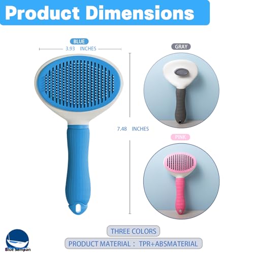 Image of Cat Brush for Shedding, Self Cleaning Slicker Brush, Soft Silicone Self Cleaning for Short and Long Haired Cats for Grooming and Massaging
