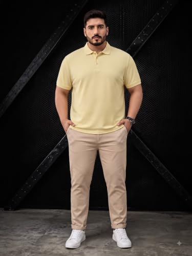 Image of MAYKR Men's Yellow Solid Collar Neck Casual Wear T-Shirt