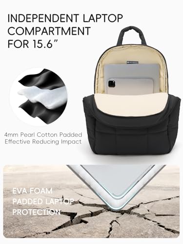 Image of WESTBRONCO Puffer Laptop Backpack for Women Travel Backpack for Women Airplane Approved Backpack with 16'' Laptop Compartment