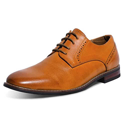 Zapatos Oxford de vestir con acabado de cuero marrón, diseño sofisticado de tacón plano