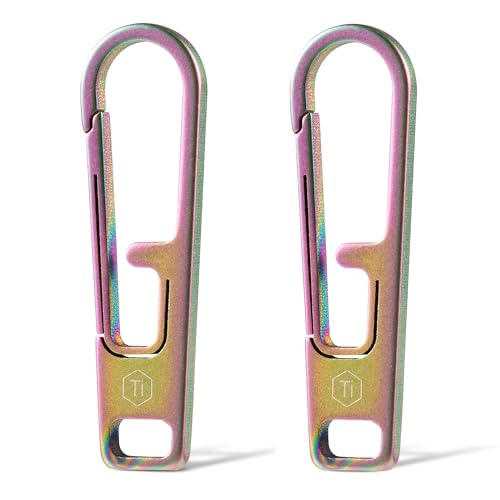 KeyUnity KA54 Titanium Zipper Pull Replacement – Lightweight Zipper Tabs for Backpacks, Luggage, Jackets and Handbags – Rust Resistant, Universal and Quick Repair Kit (2 Pack)