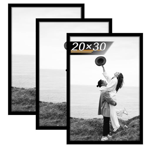 Tinkeps 3er Pack Bilderrahmen 20x30 cm Schwarz Bilderrahmen 30x20 Hergestellt aus Holzwerkstoff Rahmen 20 x 30 cm ideal für Fotos Bilder Poster