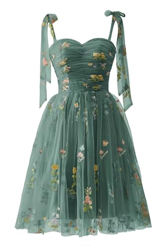UZN Short Flower Embroidery Tulle Homecoming Dresses for Teens A Line Formal Party Prom Gowns