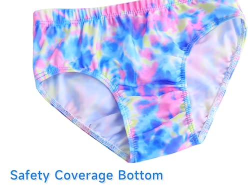 Image of Girls Tankini Swimsuit UPF50+ Ruffle 2 Piece Bathing Suit Full Coverage Kids Swimwear Ages 2-14 Years