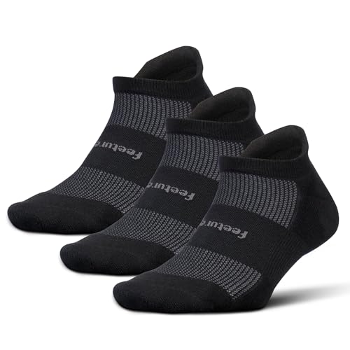 Feetures High Performance Max Cushion Ankle Sock - Tab Socks for Women & Men with Heel Tab - Black, S (3 Pair)