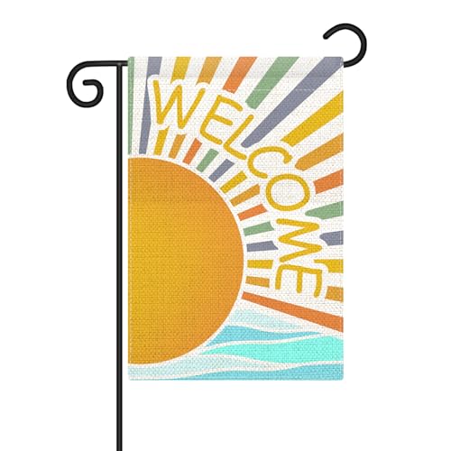 Ronglry Hello Summer Garden Flag 12x18 Double Sided Outdoor Yard Decor Seasonal Welcome Summer House Flag for Patio Lawn Outside Home Party Decorations-Sea