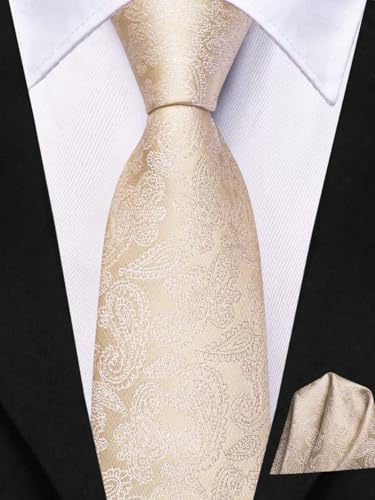 Image of Hi-Tie Father and Son Tie Set Striped Plaid Ties for Men and Boys Silk Necktie Pocket Square Set for Wedding Gifts