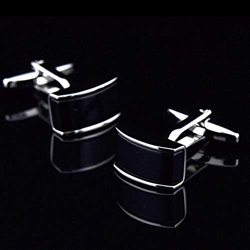 Mancuernillas KnBoB para hombre en plata y ágata negra miniatura 3