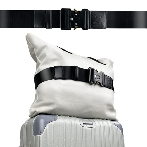 Image of Luggage Straps for Carry On, Vethers Add a Bag Travel Belt, Hands Free Luggage Helper, Adjustable and Stylish Belt with Metal Buckles for Second Bag, Tote, Airport Travel Accessory (Jet)