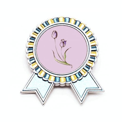 Broche tulipe violette en métal au design ciselé unique