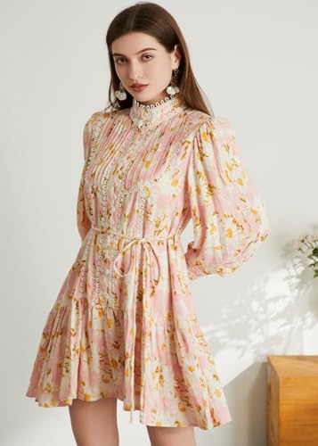 Image of Ruffle Sleeve Tunic Midi Dress Flowy Shift Sundress Sweet Babydoll Button Down Swing Skirt