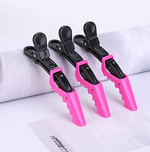 Hair Clips For Women By Hh&Ll Wide Teeth & Double-Hinged Design Alligator Styling Sectioning Clips Of Professional Hair Salon Quality 10Pack (Rose Red) #TOP3