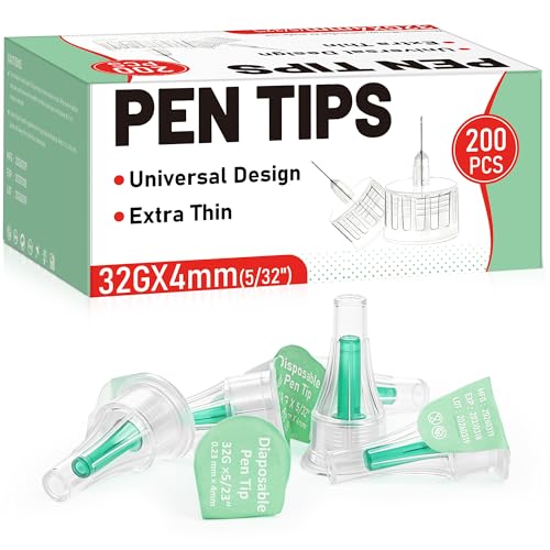 Ezoon 200 Count Pen Tips 32G x 4mm (5/32) Universal Fit Extra-Thin Comfortable