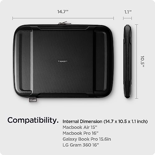 Spigen Rugged Armor Pro Hard Shell Protective Laptop Sleeve Compatible with New MacBook Pro 16 inch M5 (2025) and M4/M3/M2/M1/Pro/Max (2024-2021) - Black