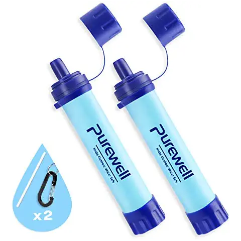 Purewell Outdoor Water Filter Personal Water Filtration Straw Emergency Survival Gear Water Purifier for Camping Hiking Climbing Backpacking Cover