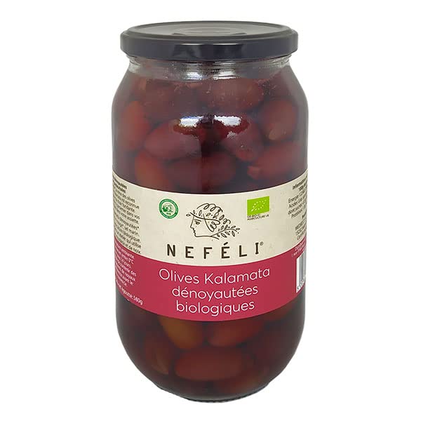 NEFÉLI - Olives noires Kalamata dénoyautées 970g - Vendu par unité