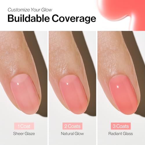 Image of ohora 2-in-1 Sheer Nail Polish & Strengthener - Guava | Tinted Nail Concealer | Nail Hardener for Weak, Damaged Nails | Nail Care Polish with Glossy Finish | Glazed-Syrup Formula, 15 mL