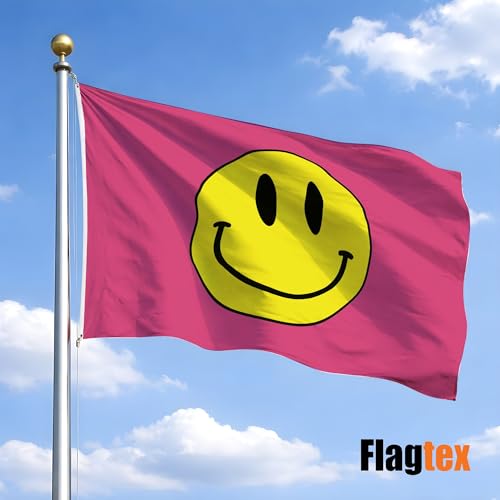 Grand drapeau smiley rose Flagtex tenture murale decorative rose - 2