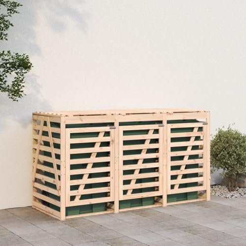 Boîte à poubelles en bois massif de pin naturel grand modèle de terrasse