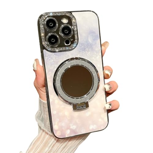 Étui magnétique iPhone 15 Pro miroir diamant anti-chute et sans rayure