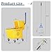 Commercial Mop Bucket with Side Press Wringer on Wheels,Industrial Heavy Duty Mop ldeal for Household and Public Places Floor,35-Quart(Yellow)
