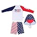 Kids Swimsuit Boys 4th of July Rash Guard Sets Sun Hat American Flag UPF 50+ Bathing Suit Swimwear