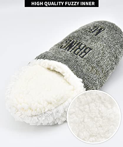 DICUIRD Mens Slipper Socks With Non Skid Bottoms, Warm Slipper Socks With Grippers For Men, Fuzzy House Fabric Slippers2