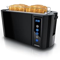 Arendo - Automatische broodrooster met lange gleuf - ontdooifunctie - dubbelwandige behuizing - geïntegreerd broodjesopzetstuk - uitneembare kruimellade - koudgrijs Arendo - Automatische broodrooster met lange gleuf - ontdooifunctie - dubbelwandige behuizing - geïntegreerd broodjesopzetstuk - uitneembare kruimellade - koudgrijs