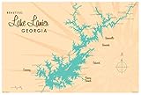 Lake Lanier Georgia Map Giclee Art Print Poster from Illustration by Lakebound 12' x 18'