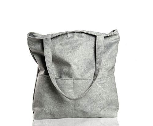 grey suede shoulder bag