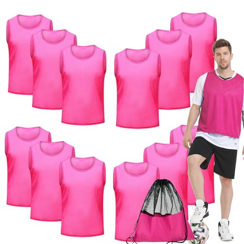 Image of 12 /24 /48Pcs Soccer Pinnies Youth, Scrimmage Team Practice Vests | Mesh Printed and Unprinted Numbers Team Pennies for Basketball Soccer Football Bibs Adults Kids