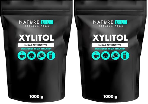 Nature Diet - Azúcar Xilitol 1kg | Xilitol de Finlandia 1000g | Azúcar de abedul 100% (Paquete de 2)