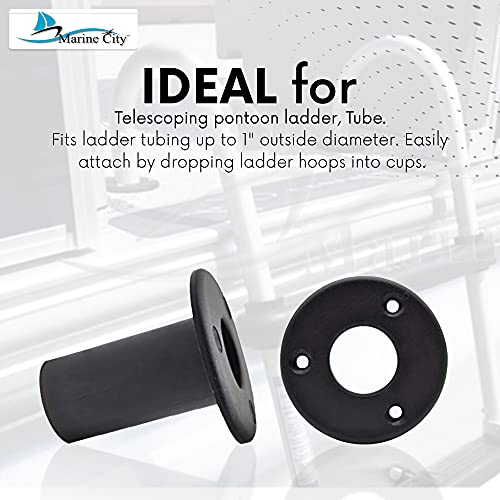 Marine City Removable 1 Inch Hook Ladder Cup Mount Ladder Easy Install And Replace Tube Insert Plugs For Telescoping Pontoon Ladder Tube (2 Per Pack) #TOP3