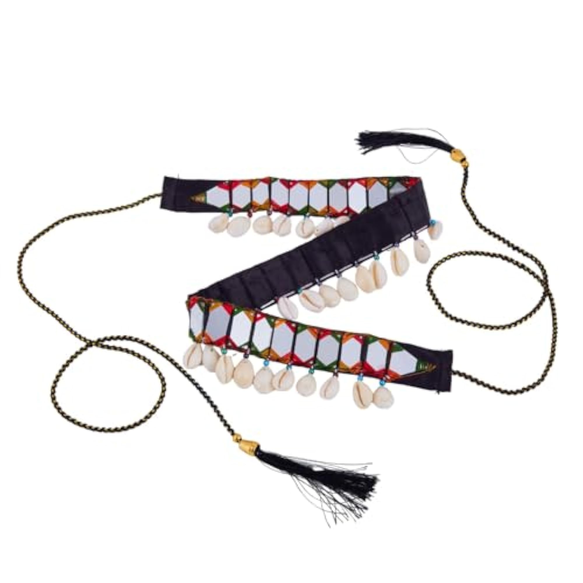 MultiColor Mirror Embellished Kamarpatta for Women, Fancy Waist Chain