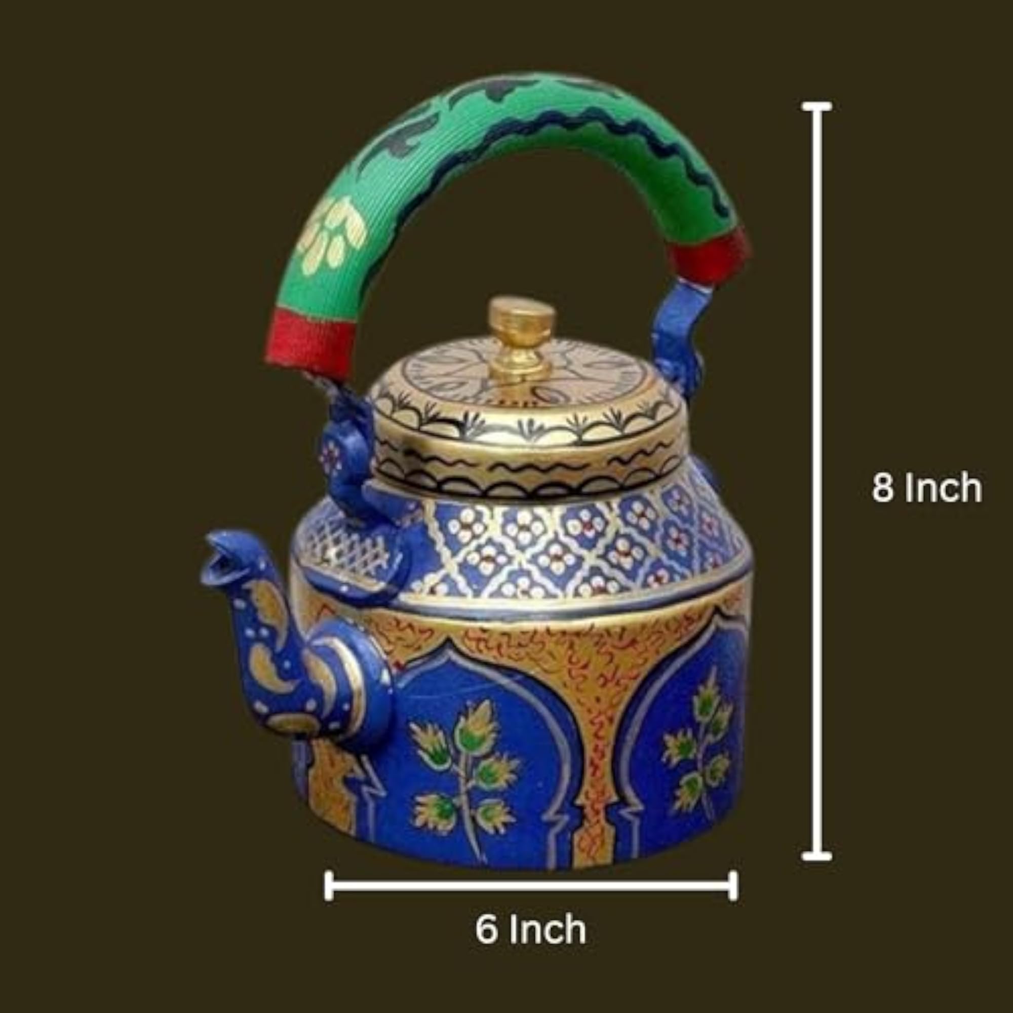 Aluminum Painted Tea Kettle with Meenakari Flower
